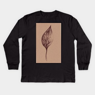 Cinnamon Leaves - Prisma Pencil Drawing Kids Long Sleeve T-Shirt